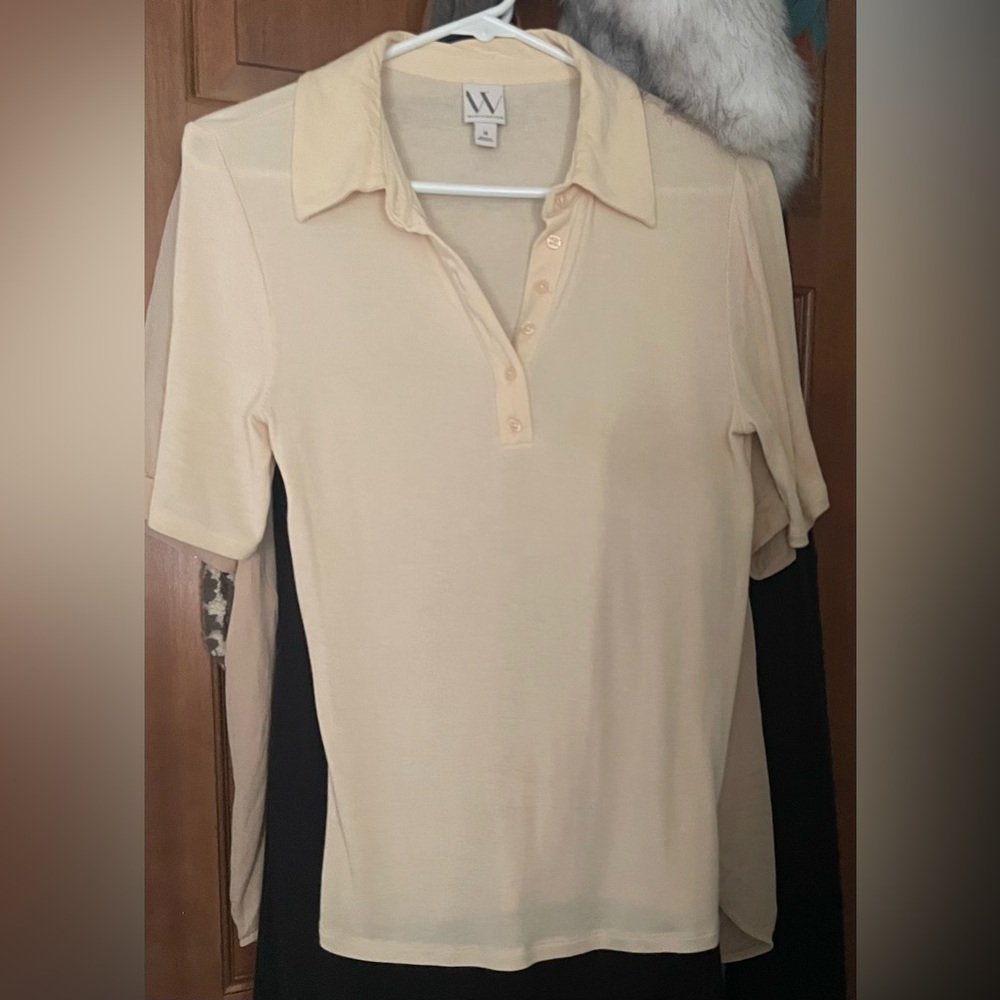 Worthington Cream Short-Sleeve Button Polo